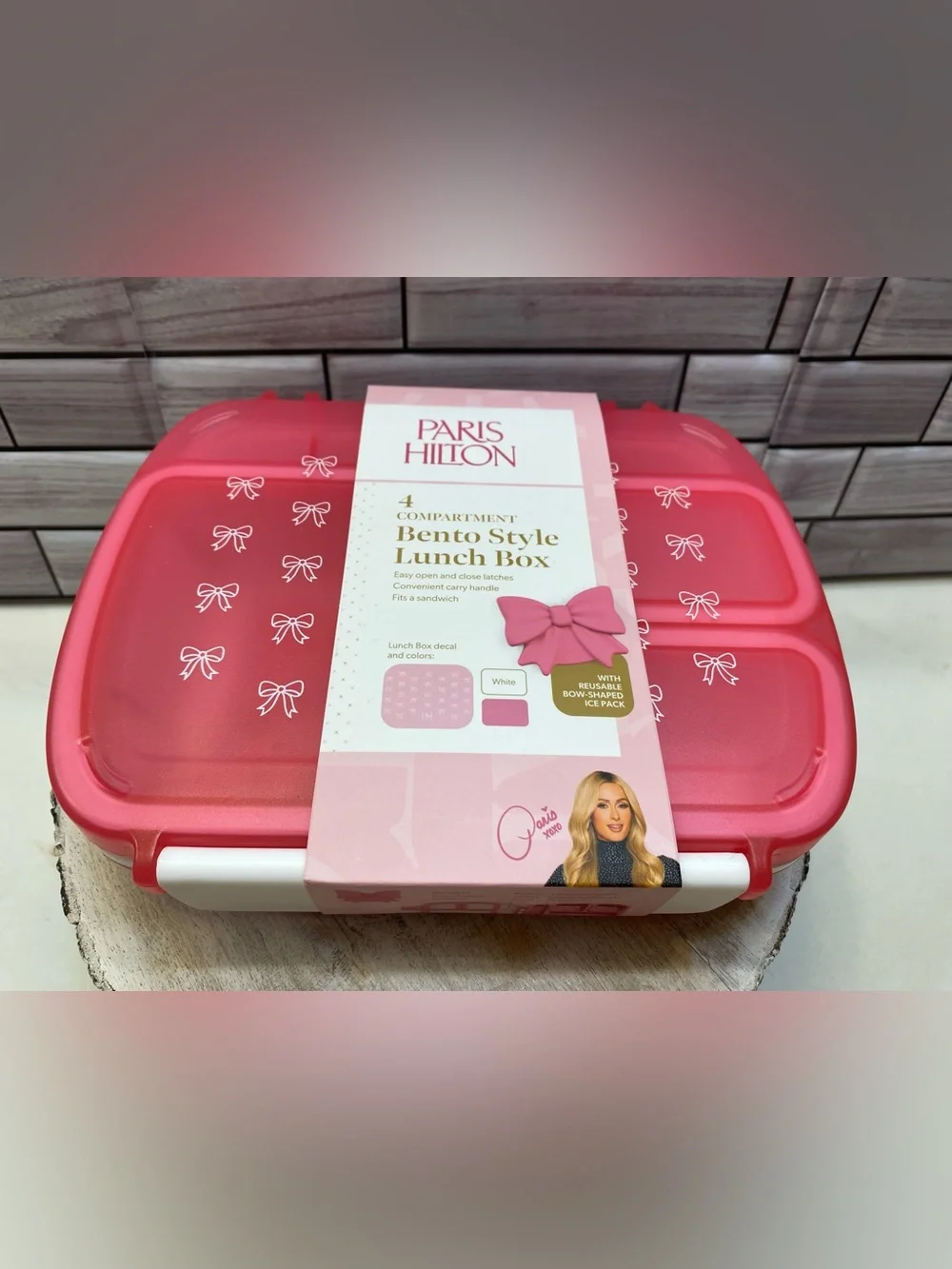 Paris Hilton ❤️Bow Bento style Lunch Box WITH REUSABLE BOW-SHAPED ICE PACK New